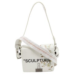 Off-White White Leather Sculpture Cotton Flower Flap Bag
