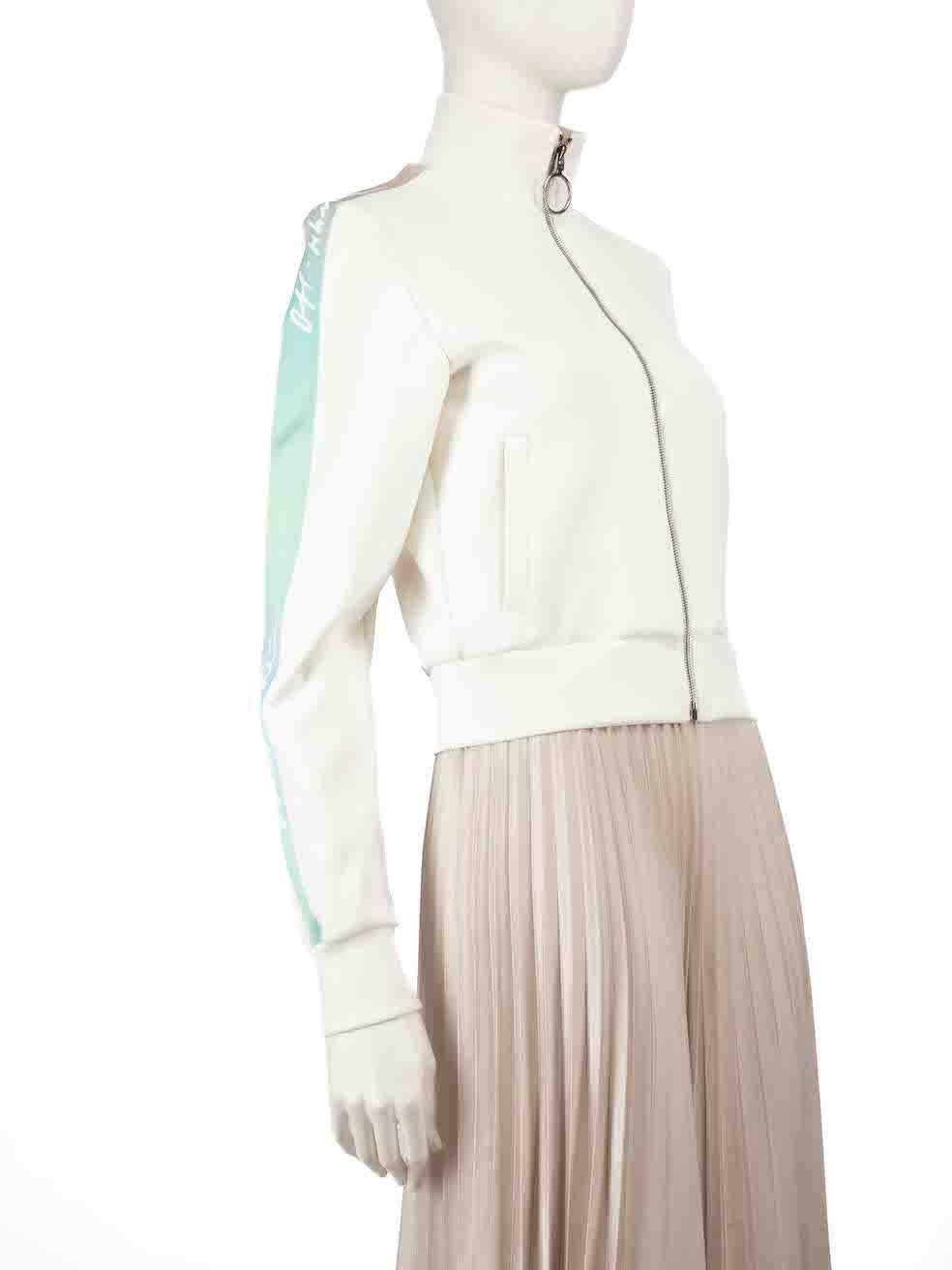 CONDITION is Very good. Minimal wear to the jacket is evident. Minimal wear to the left arm brand detailing is seen with a pull to the weave on this used Off-White designer resale item.
 
 
 
 Details
 
 
 White
 
 Synthetic
 
 Track jacket
 
 Mock