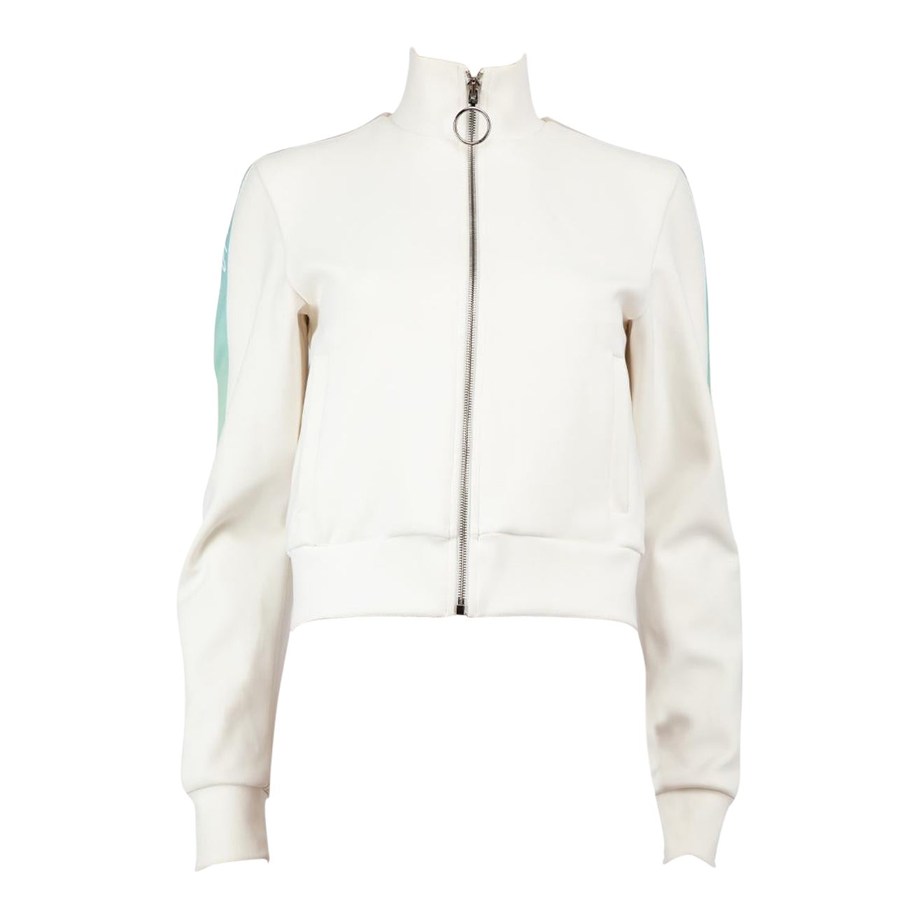 Off-White Weiß Logo Tape Full Zip Jacke Größe S im Angebot