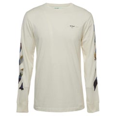 Off-White White Printed Cotton Long Sleeve T-Shirt L