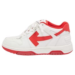 Off-White White/Red Perforated Leather Out Of Office Sneakers 