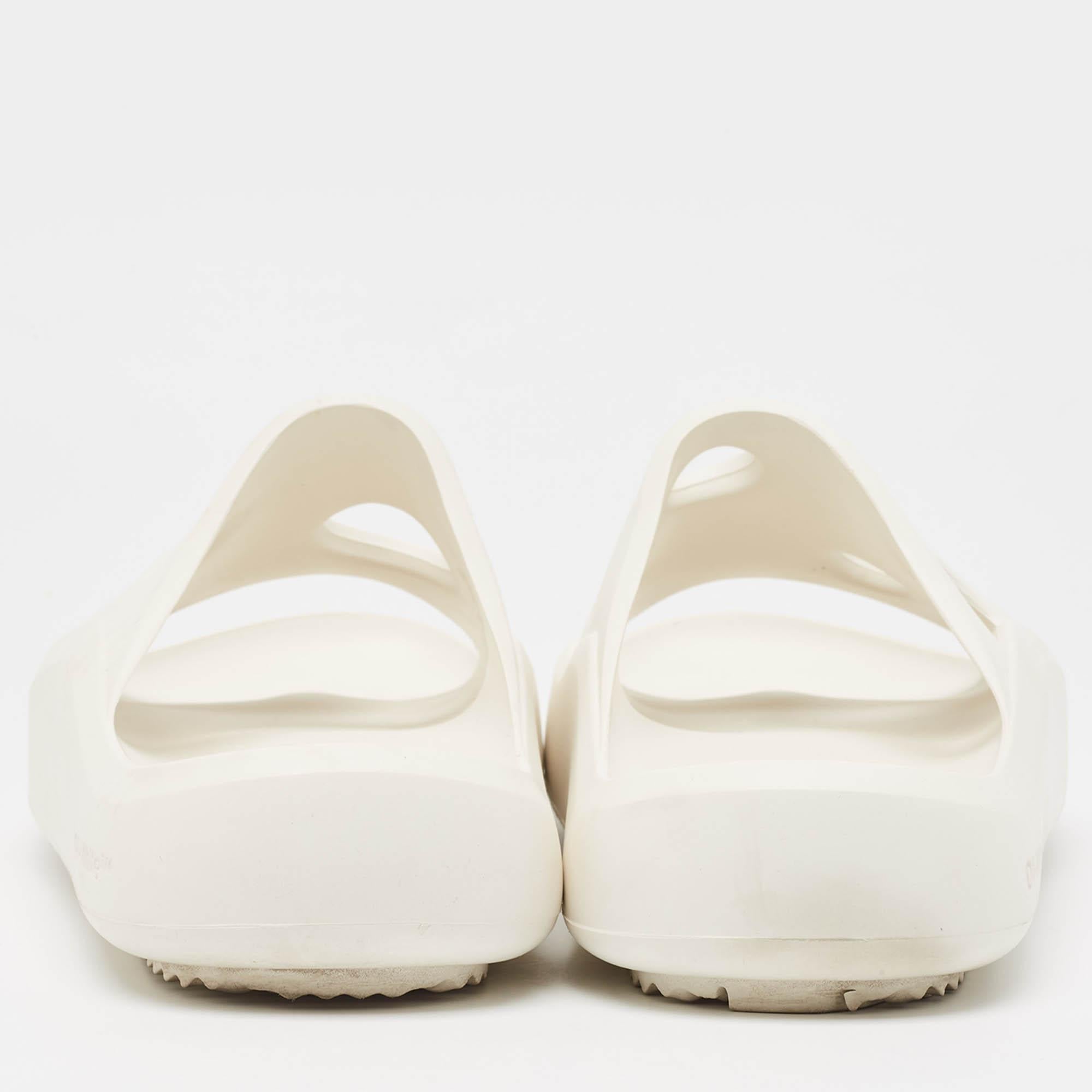 Off-White White Rubber Meteor Pool Slides Size 39 For Sale 1