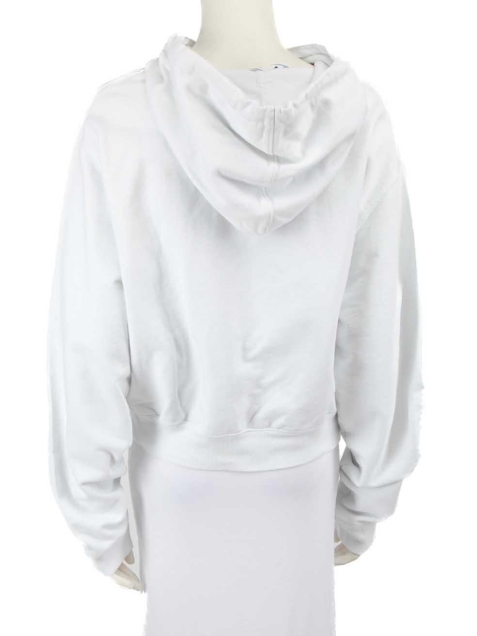 Off-White White Safety Pin Motif Crop Hoodie Size L In Good Condition For Sale In London, GB
