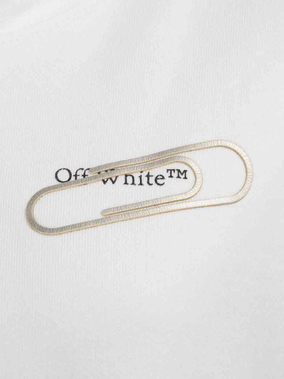 Women's Off-White White Safety Pin Motif Crop Hoodie Size L For Sale