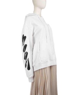 Off-White White Wave Diagonal Print Hoodie Size XL