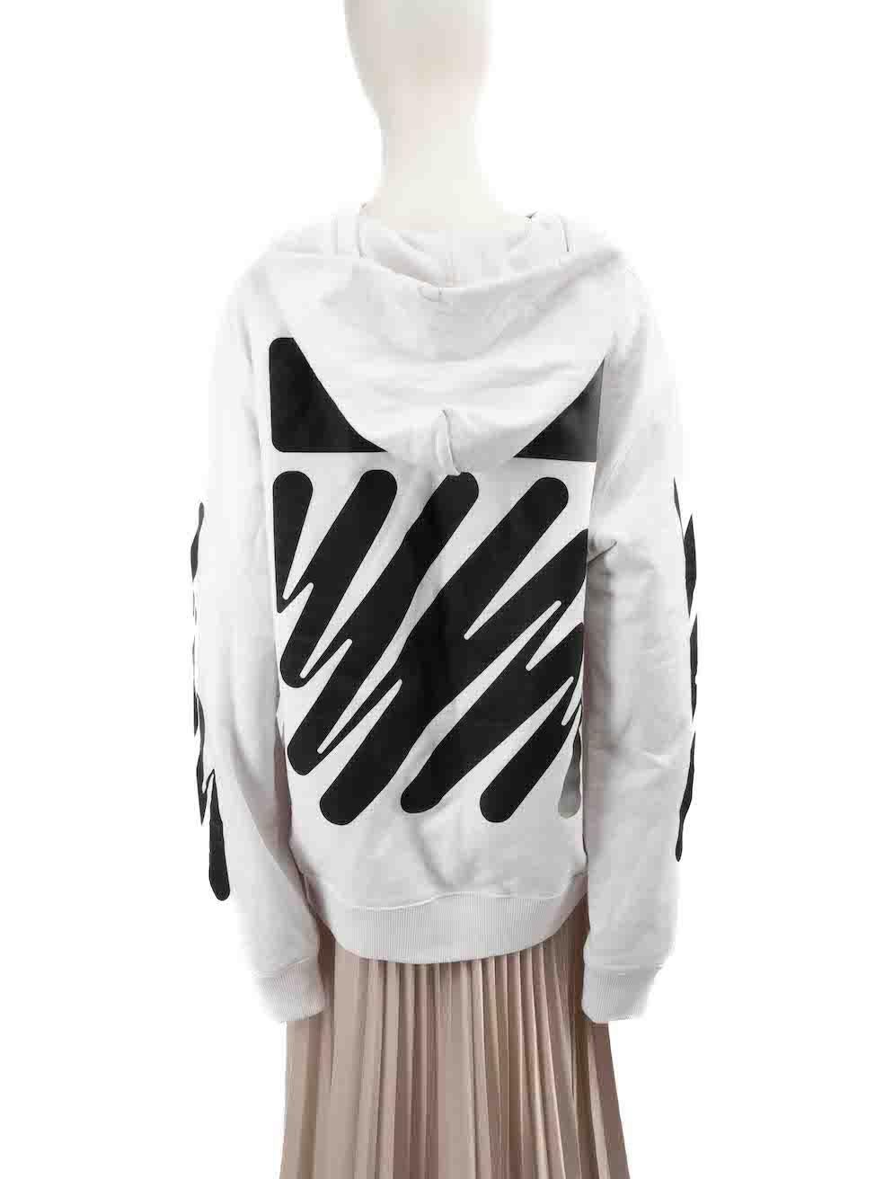 Off-White White Wave Diagonal Print Hoodie Size XL In Good Condition For Sale In London, GB