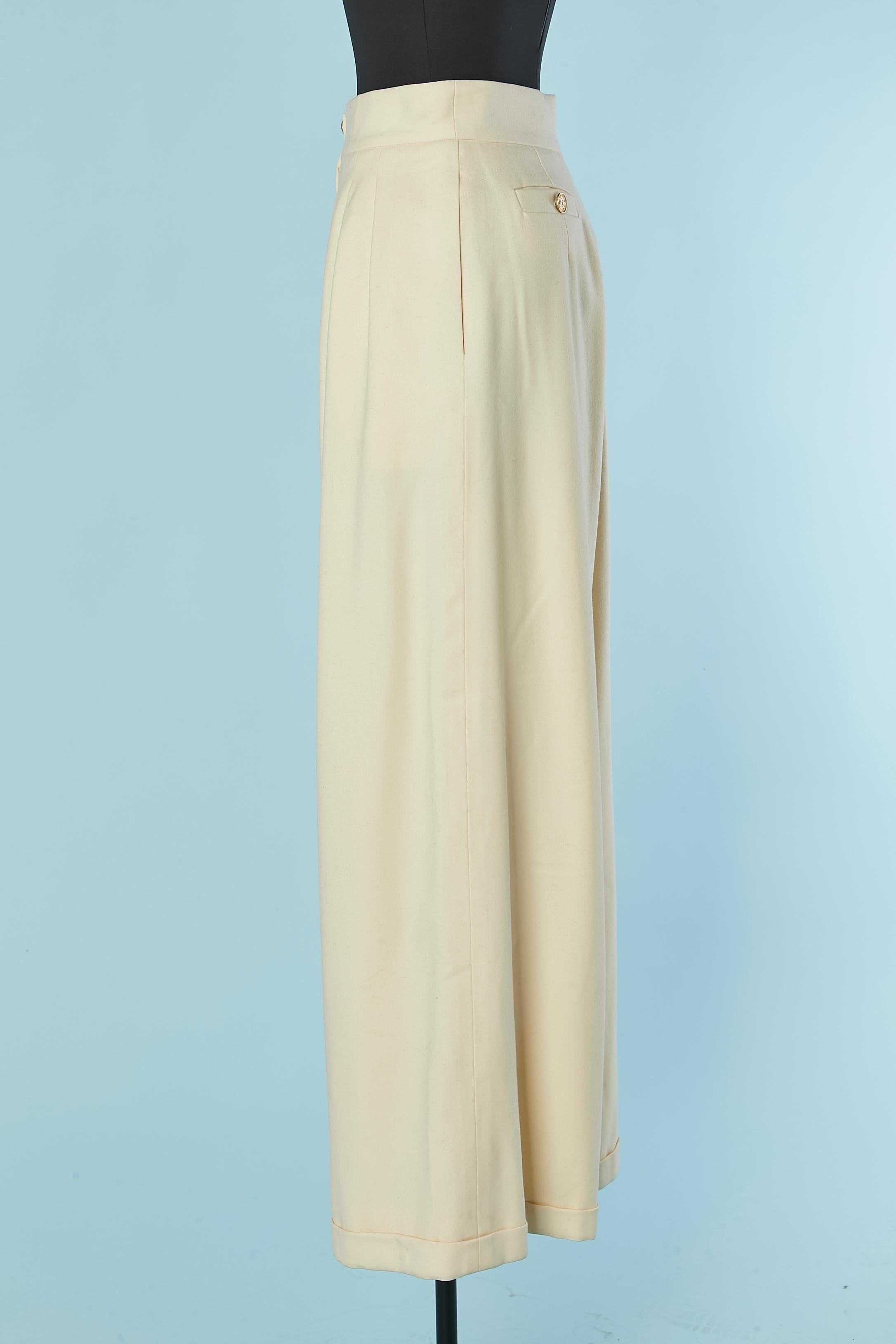 Off-white Hose mit weitem Bein CHANEL im Zustand „Hervorragend“ im Angebot in Saint-Ouen-Sur-Seine, FR