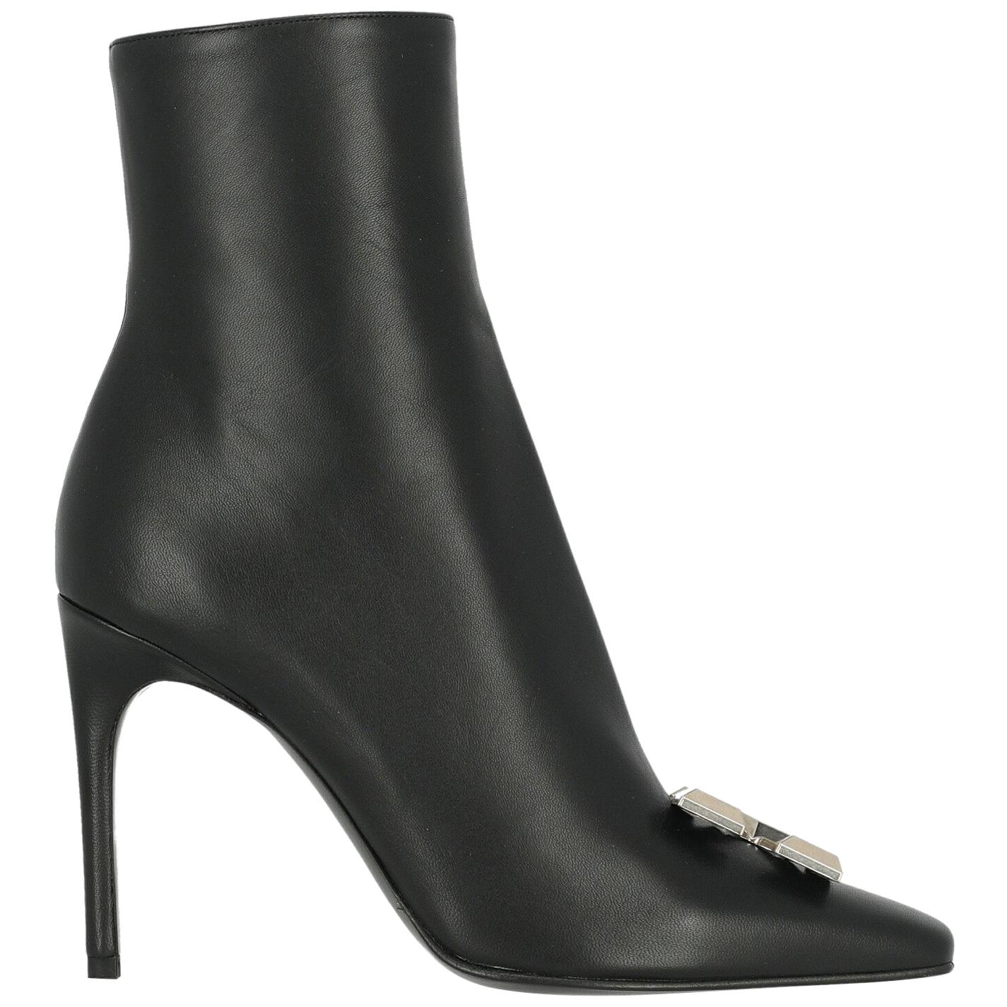 Off-White Woman Ankle boots Black Leather IT 38