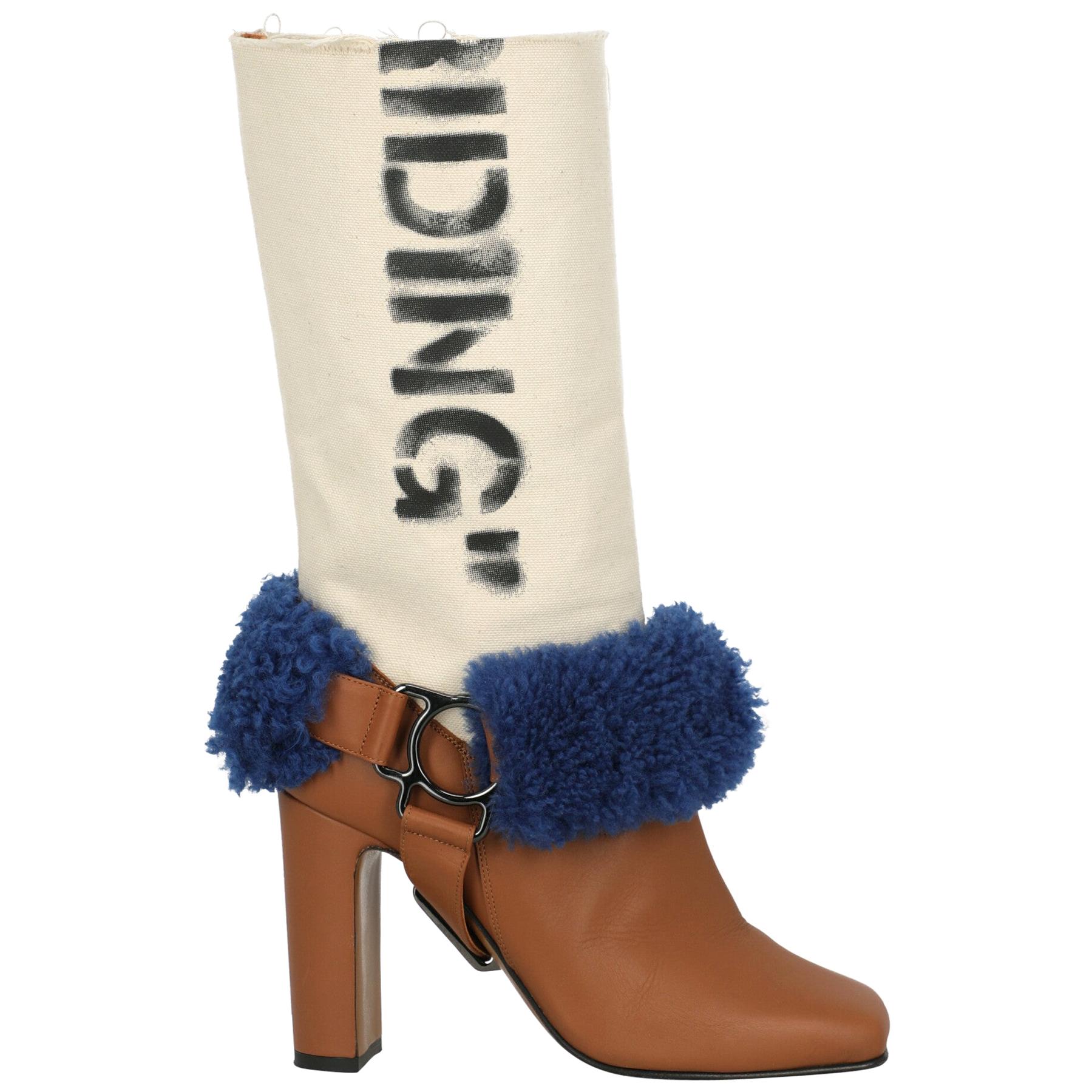 Off-White Woman Boots Camel Color Fabric IT 37 For Sale