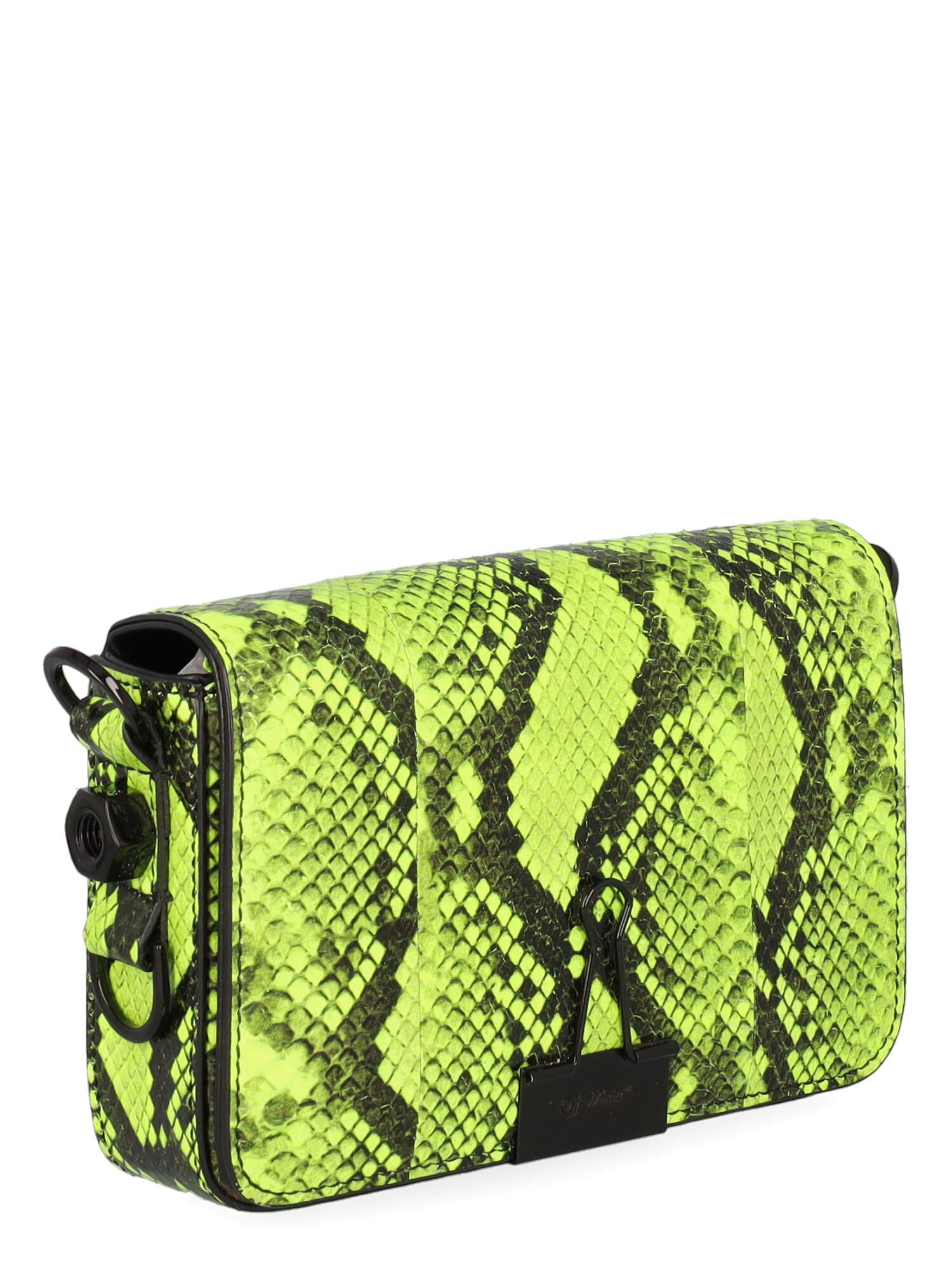 Green Off-White Women Shoulder bags Neon Leather  For Sale