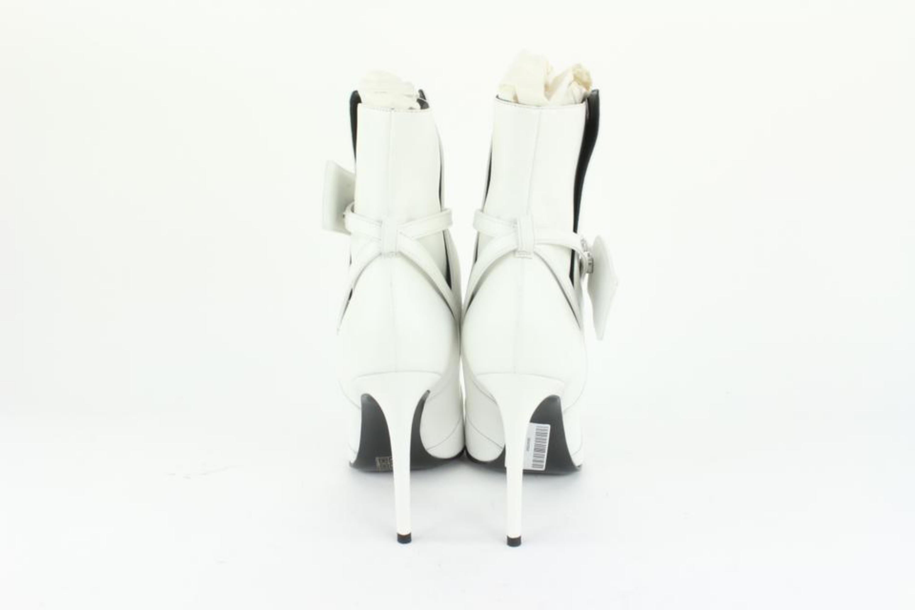 Off-White Women's 37 White Leather Zip Tie Booties 111of10 For Sale 3