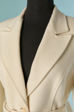 Off-white wool and cashmere single breasted coat FLAVIO CASTELLANI