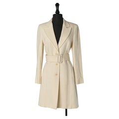 Off-white wool and cashmere single breasted coat FLAVIO CASTELLANI
