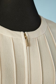 Off-white wool cocktail dress with top-stitched pleats and zip Chanel
