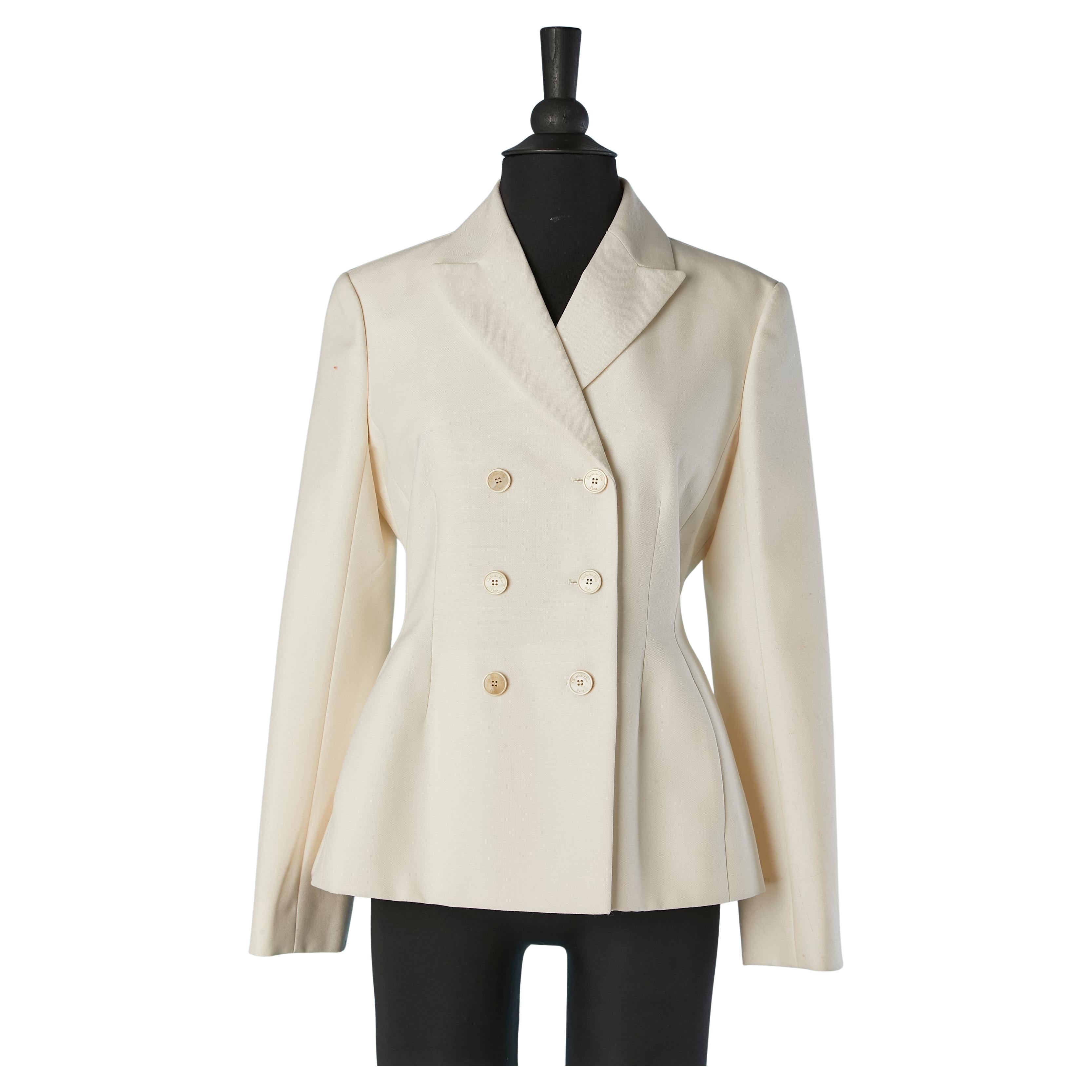 Off-white wool double-breasted Bar jacket CHRISTIAN DIOR