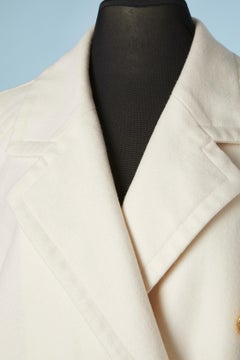 Off-white wool double-breasted jacket with gold metal branded buttons Céline