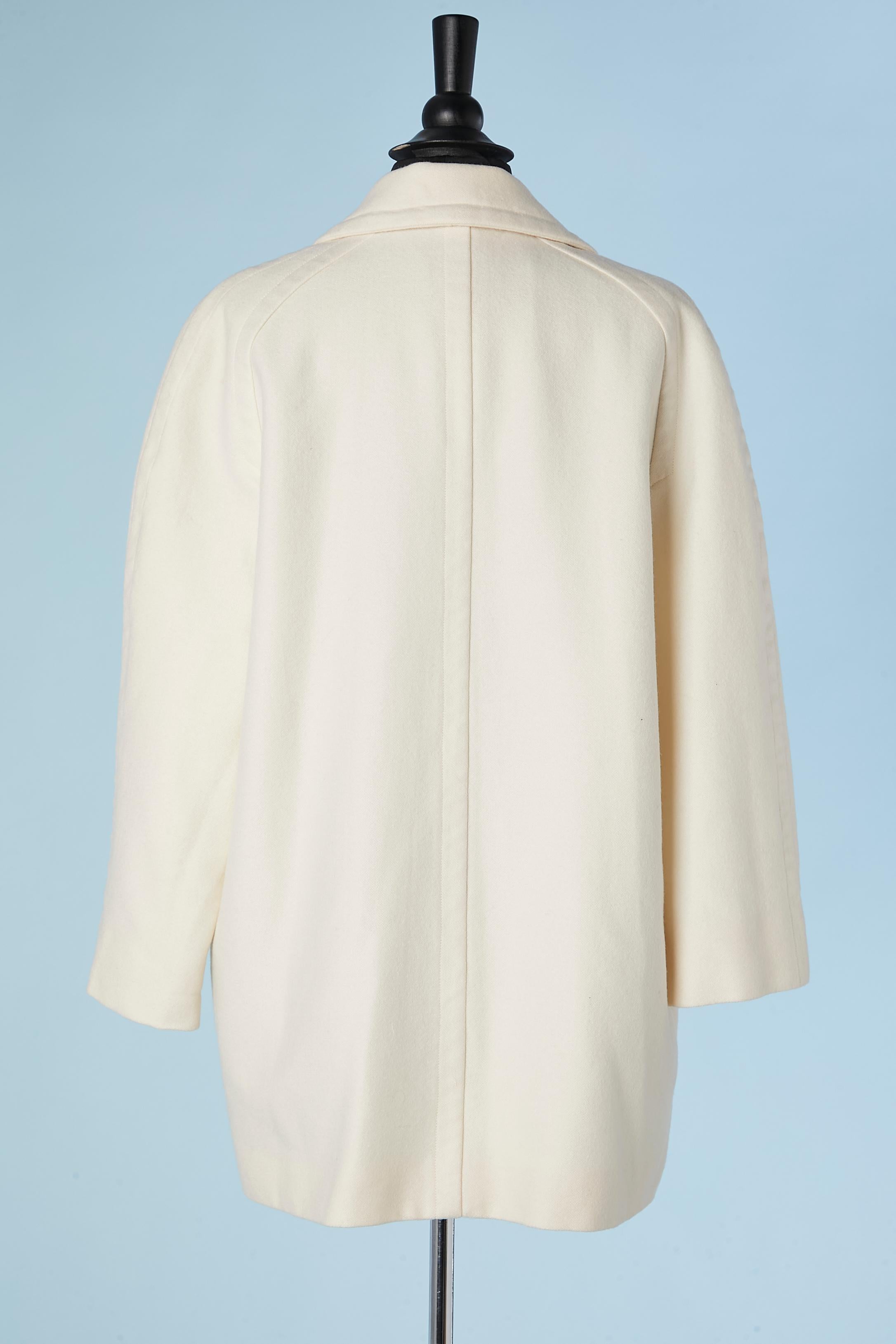 Off-White Jacke aus Wolle als Zweireiher mit goldenen Metallknöpfen Céline  im Angebot 1