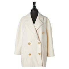 Off-white wool double-breasted jacket with gold metal branded buttons Céline 