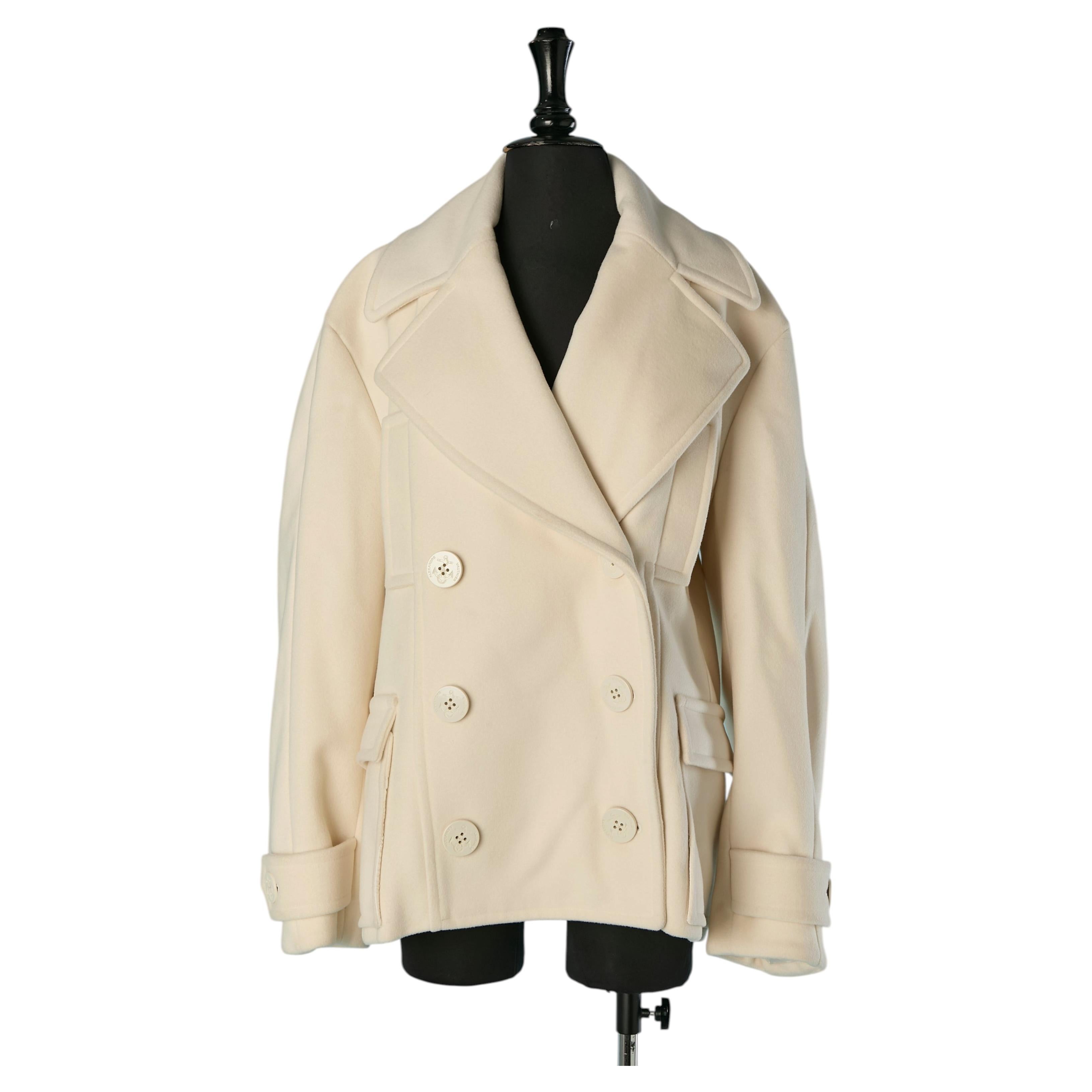 Off-white wool double breasted pea-coat ALEXANDRE VAUTHIER