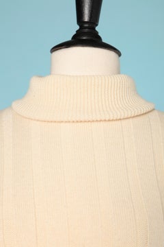 Off-white wool knit dress with turtle neck Yves Saint Laurent Tricot