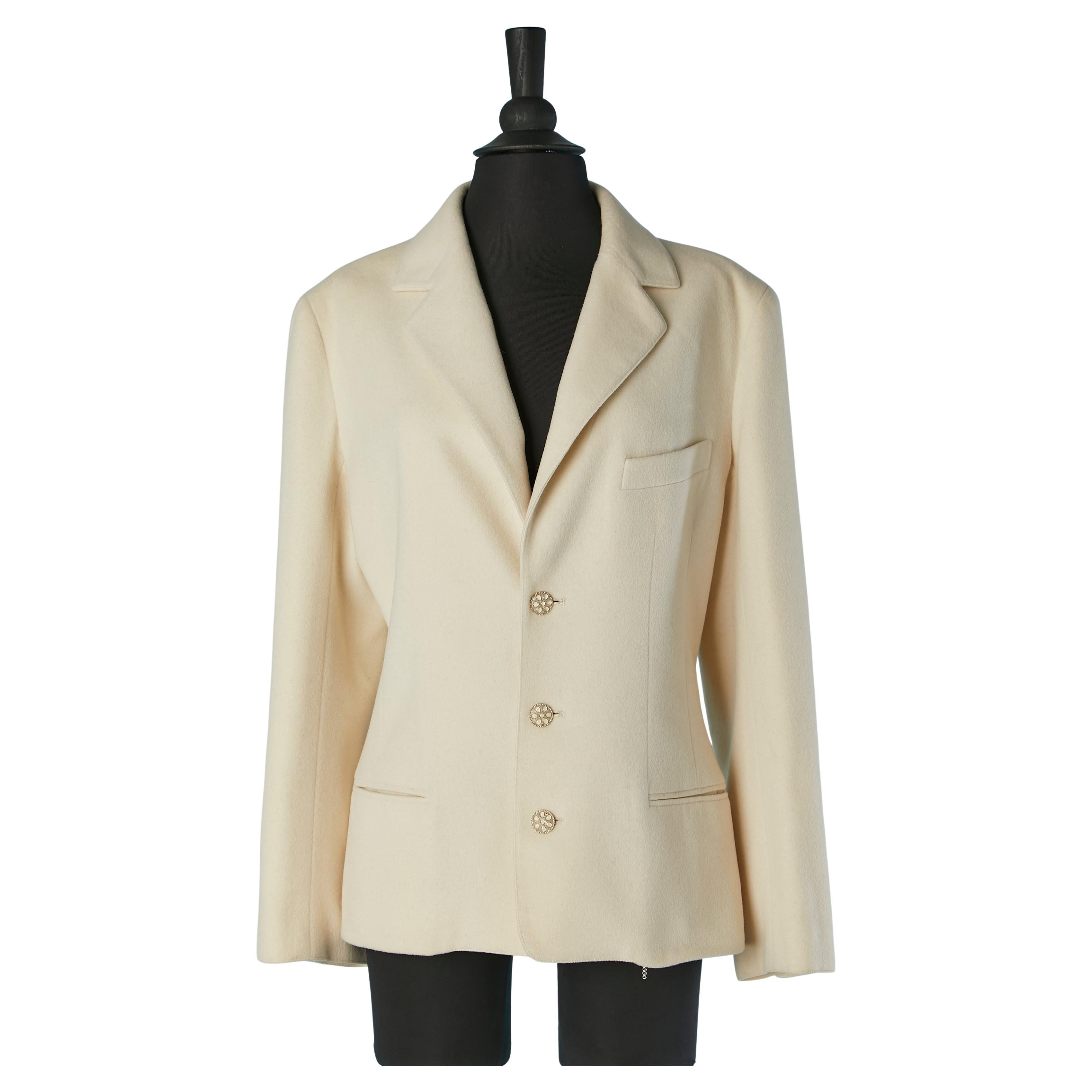 Veste à simple boutonnage blanc cassé CHANEL Boutique