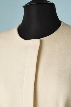 Off-white wool skirt-suit with fox furs  edge Victor Costa