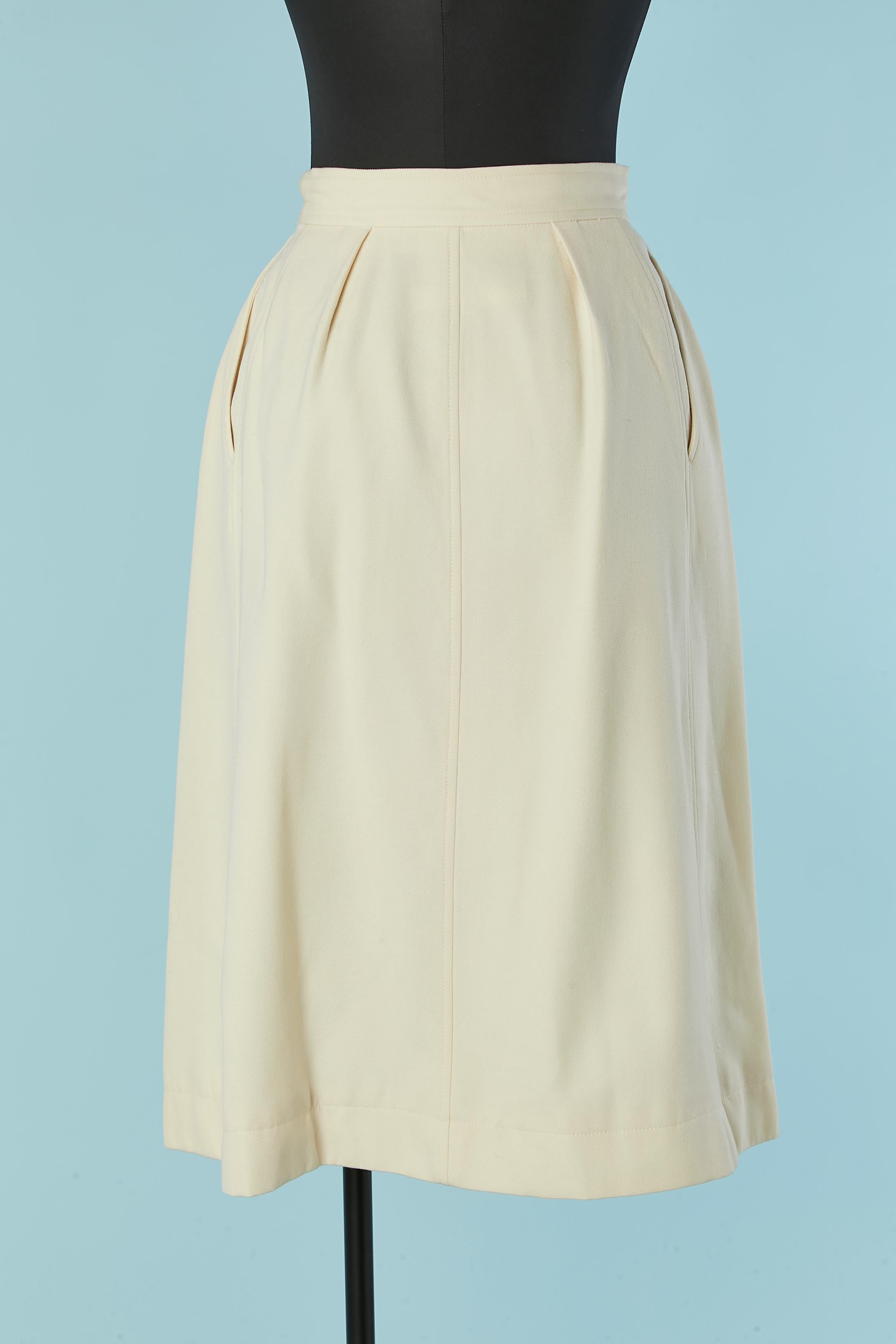 Donna Gonna in lana bianco sporco con chiusura a bottoni  Saint Laurent Rive Gauche in vendita