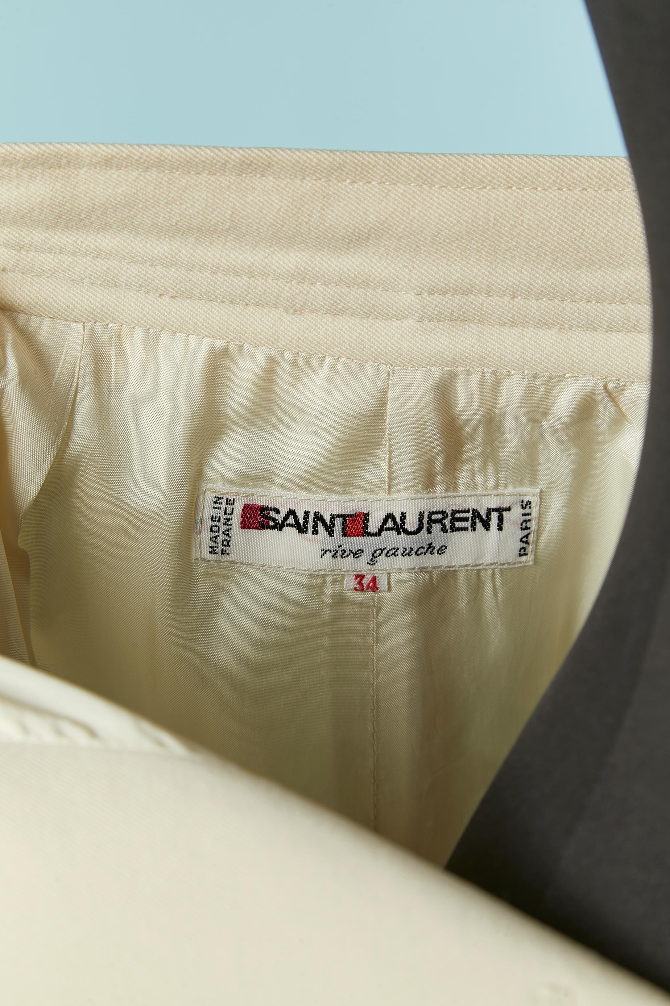 Gonna in lana bianco sporco con chiusura a bottoni  Saint Laurent Rive Gauche in vendita 1
