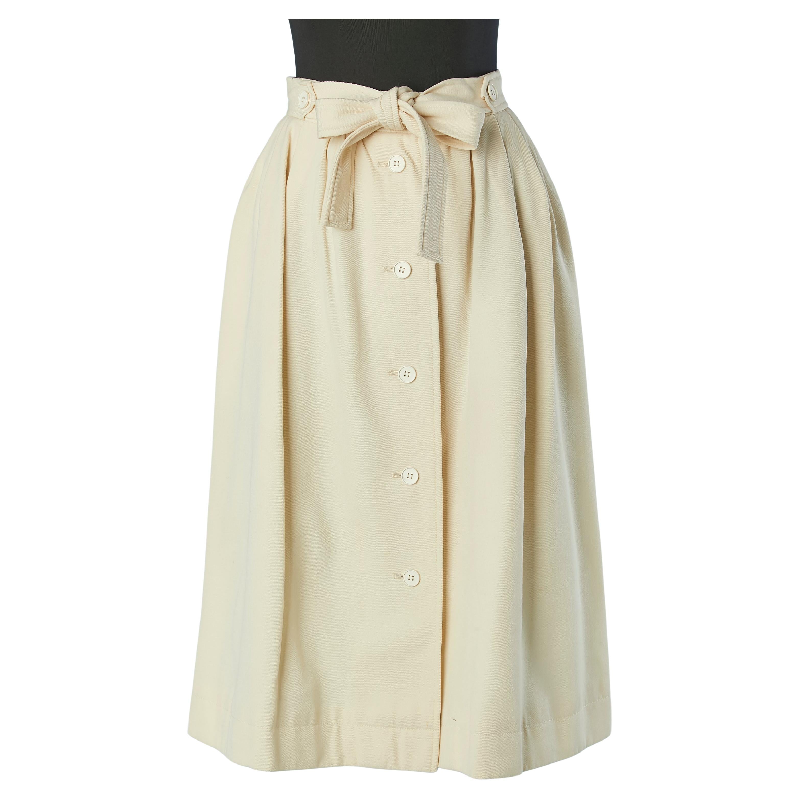 Gonna in lana bianco sporco con chiusura a bottoni  Saint Laurent Rive Gauche in vendita