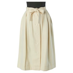 Gonna in lana bianco sporco con chiusura a bottoni  Saint Laurent Rive Gauche
