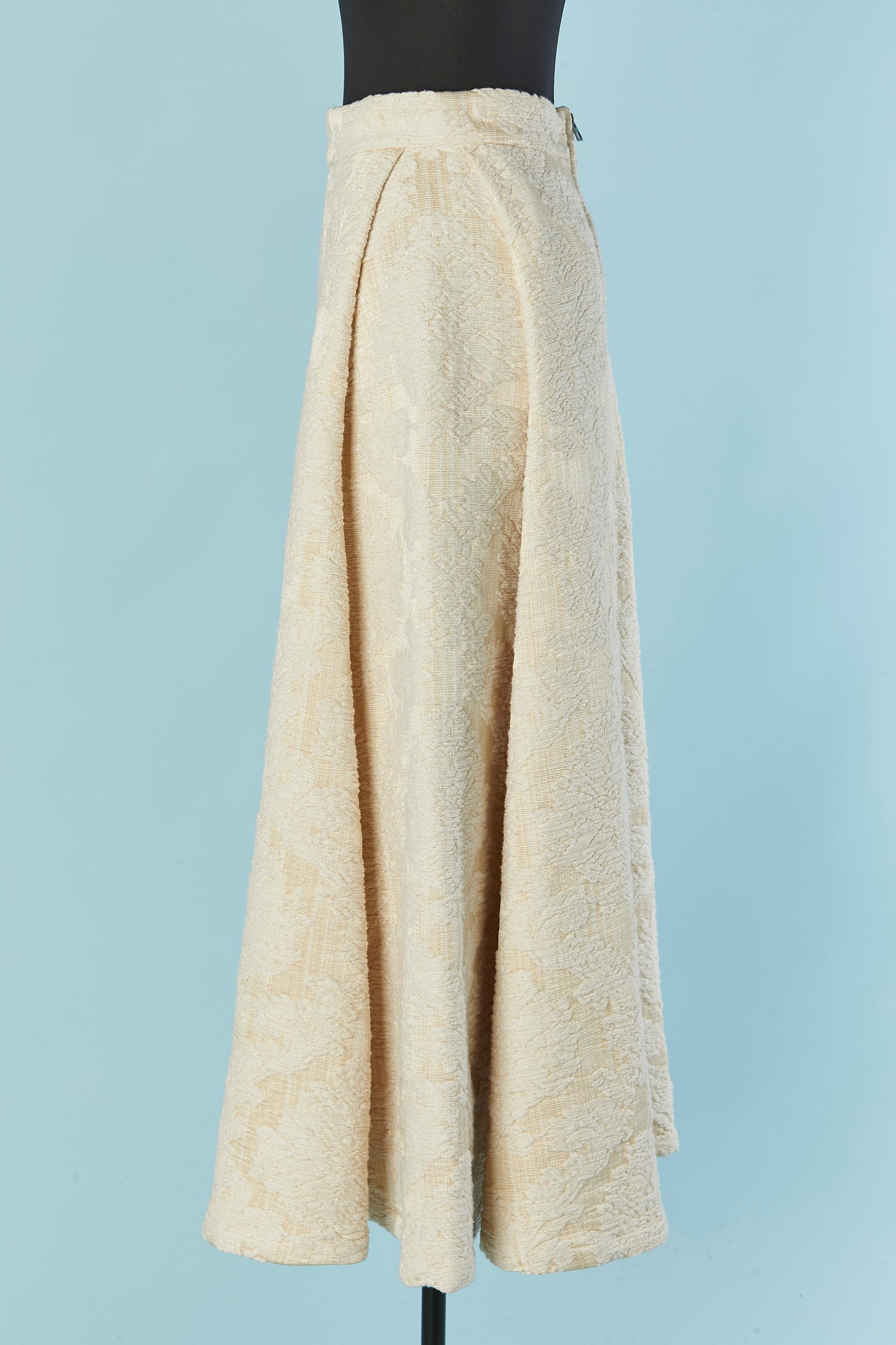 Off-white Jacquard-Rock aus gewebter Baumwolle und Seide CHRISTIAN DIOR (Beige) im Angebot