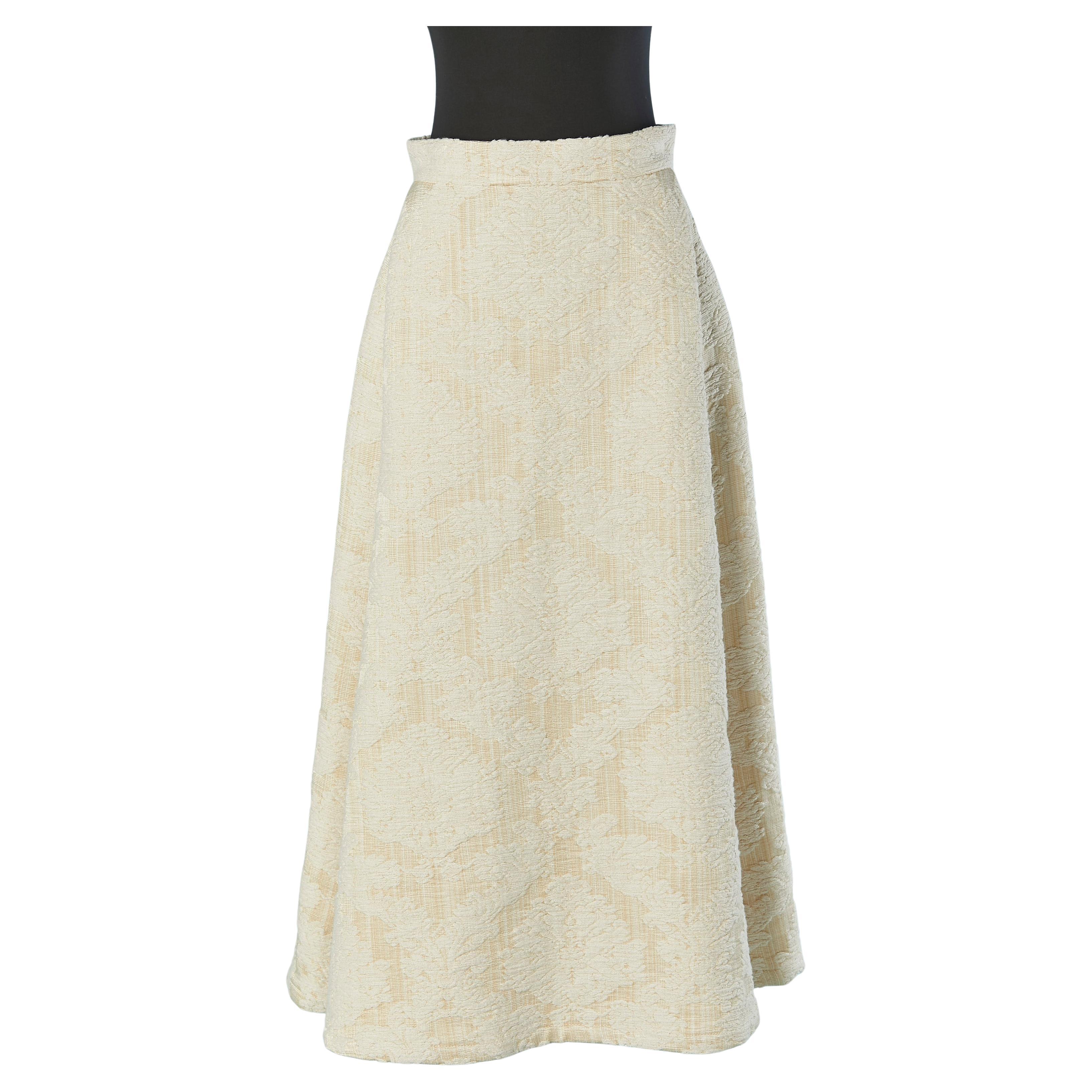 Off-white Jacquard-Rock aus gewebter Baumwolle und Seide CHRISTIAN DIOR im Angebot