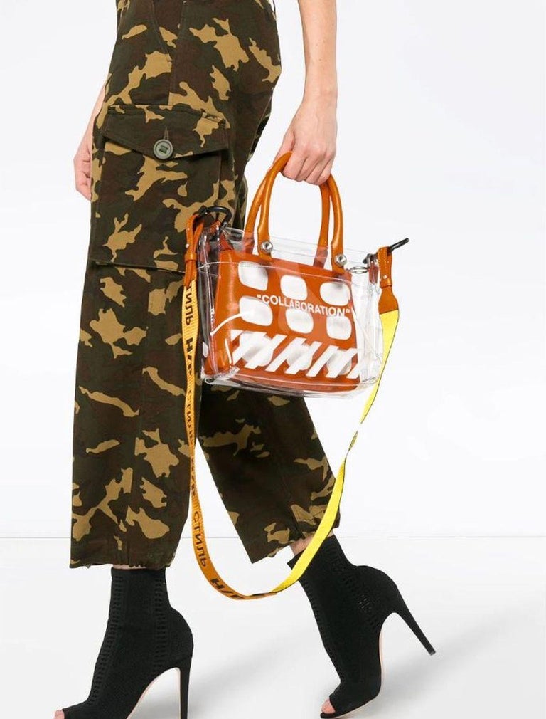 heron preston x off white collaboration large pvc tote paris bag