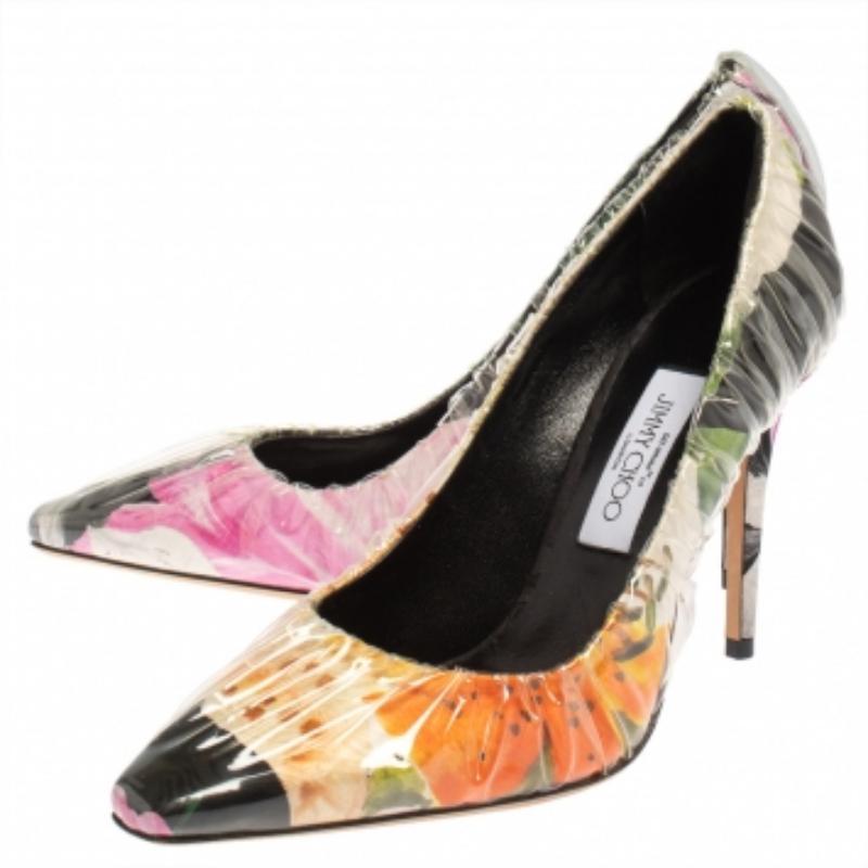 Brown Off-White x Jimmy Choo Multicolor Vinyl Anne Pumps Size 39 For Sale