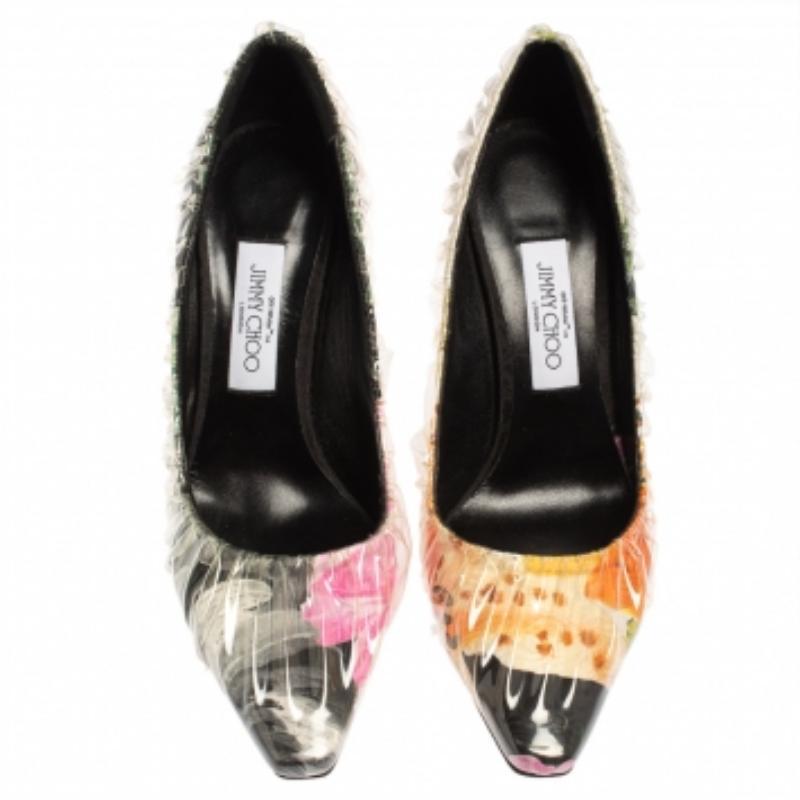Off-White x Jimmy Choo Multicolor Vinyl Anne Pumps Size 39 In Good Condition For Sale In Dubai, Al Qouz 2