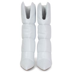 OFF-WHITE x JIMMY CHOO piel acolchada blanca Botas SARA 100 Zapatos 37