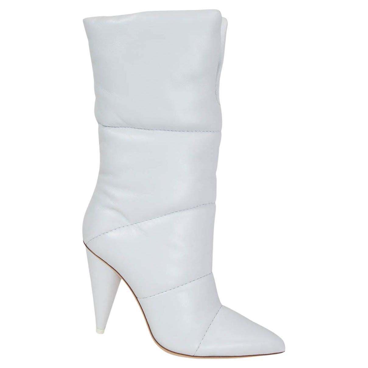 OFF-WHITE x JIMMY CHOO white quilted leather SARA 100 Boots Shoes 37 For Sale