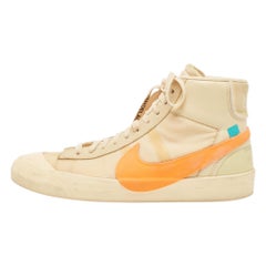 Off-White x Nike Beige Mesh And Leather Mid Blazer High Top Sneakers Size 46