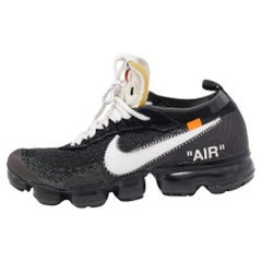 Off-White x Nike Black Knit Fabric and Suede Air VaporMax Sneakers Size 40.5