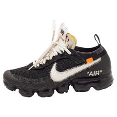 Off-White x Nike Black Knit Fabric Vapormax Sneakers Size 38