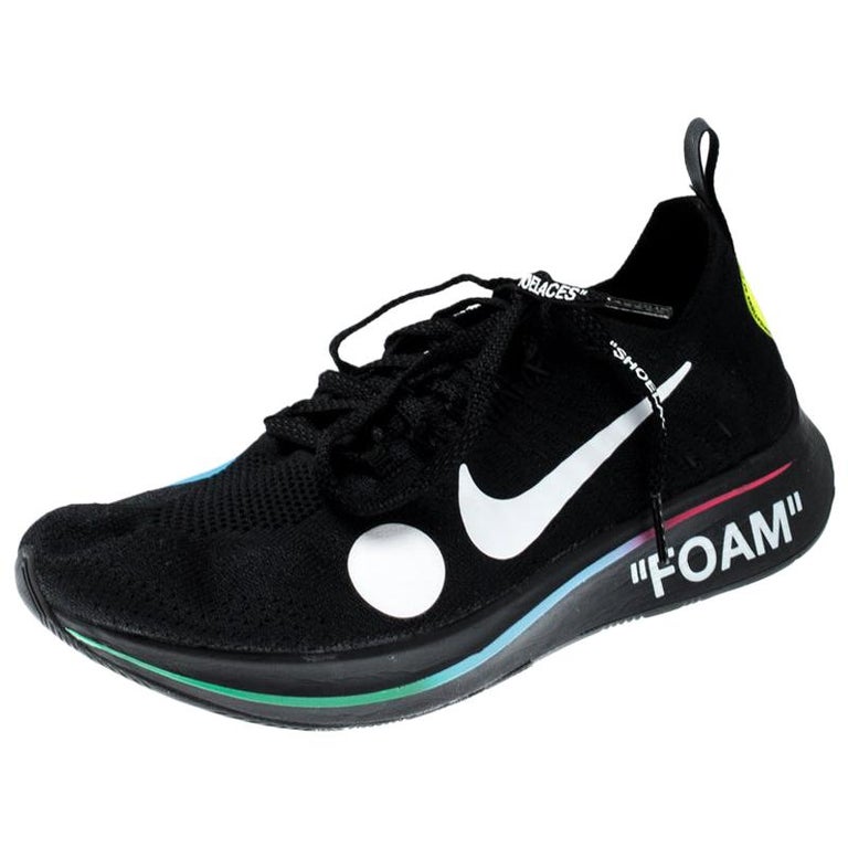 Off-White X Nike Black Zoom Fly Mercurial Flyknit Sneakers Size 38.5 ...