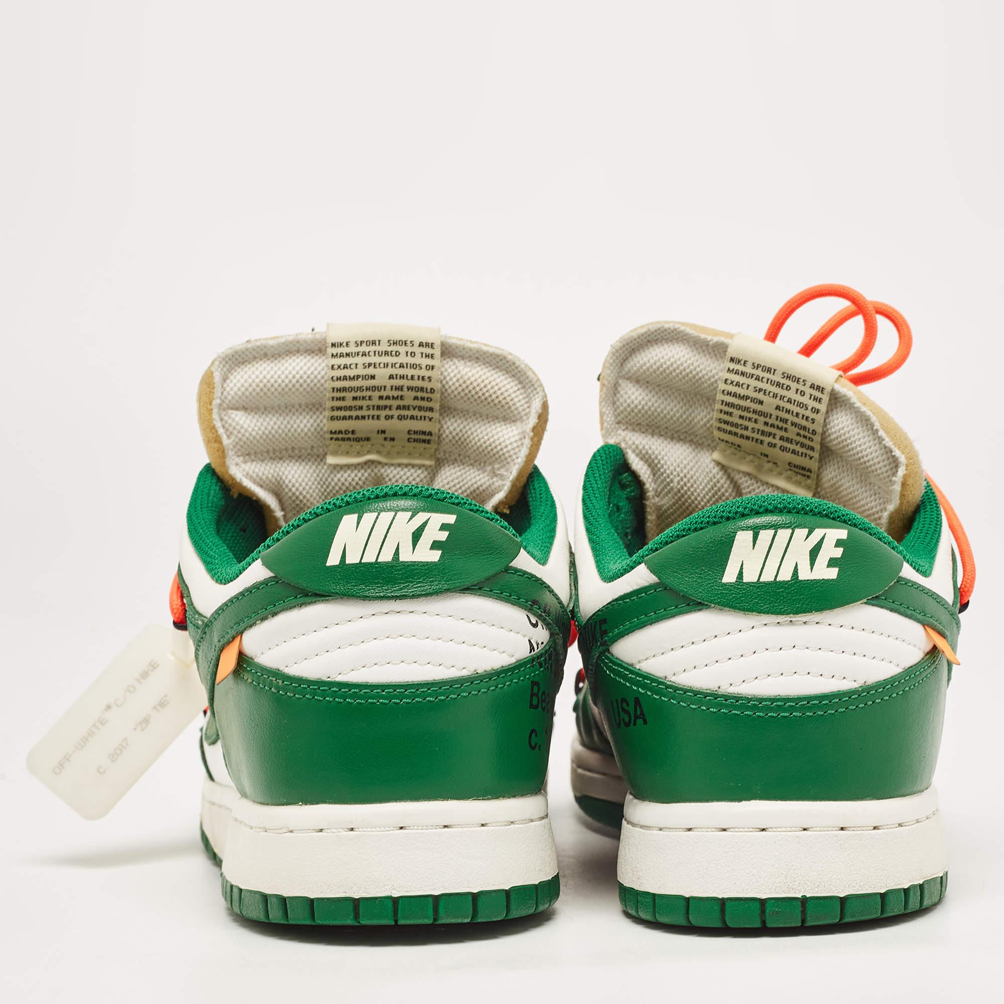 Off-White x Nike Green/White Leather Dunk Low Top Sneakers Size 42.5 3