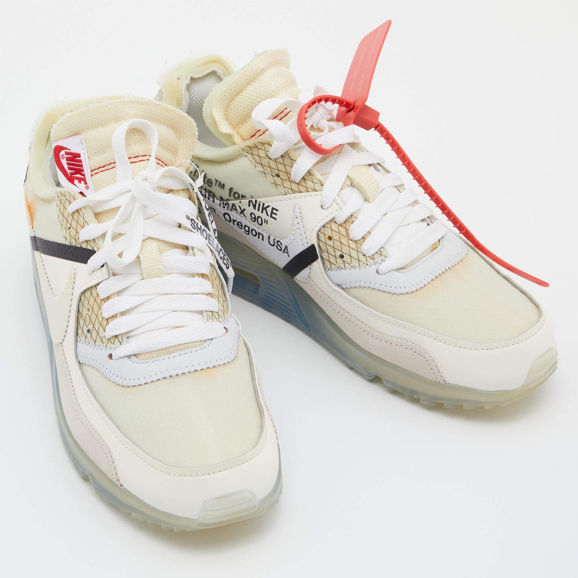 Off-White x Nike Off White Suede and Leather The 10 Air Max 90 Sneakers Size 40 In Good Condition In Dubai, Al Qouz 2