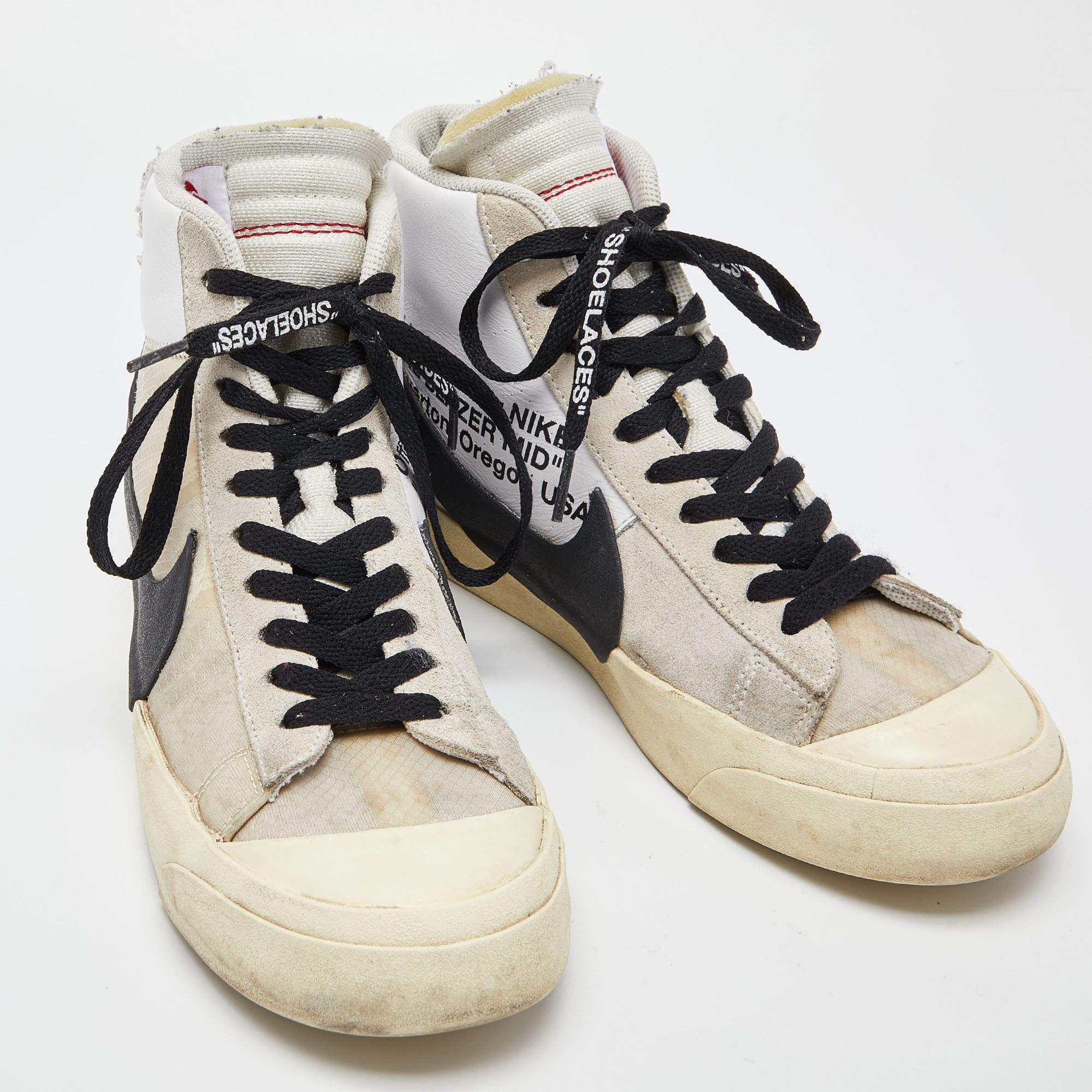 Off-White x Nike Suede, Mesh and Leather Mid Blazer Lace Up Sneakers Size 41 1