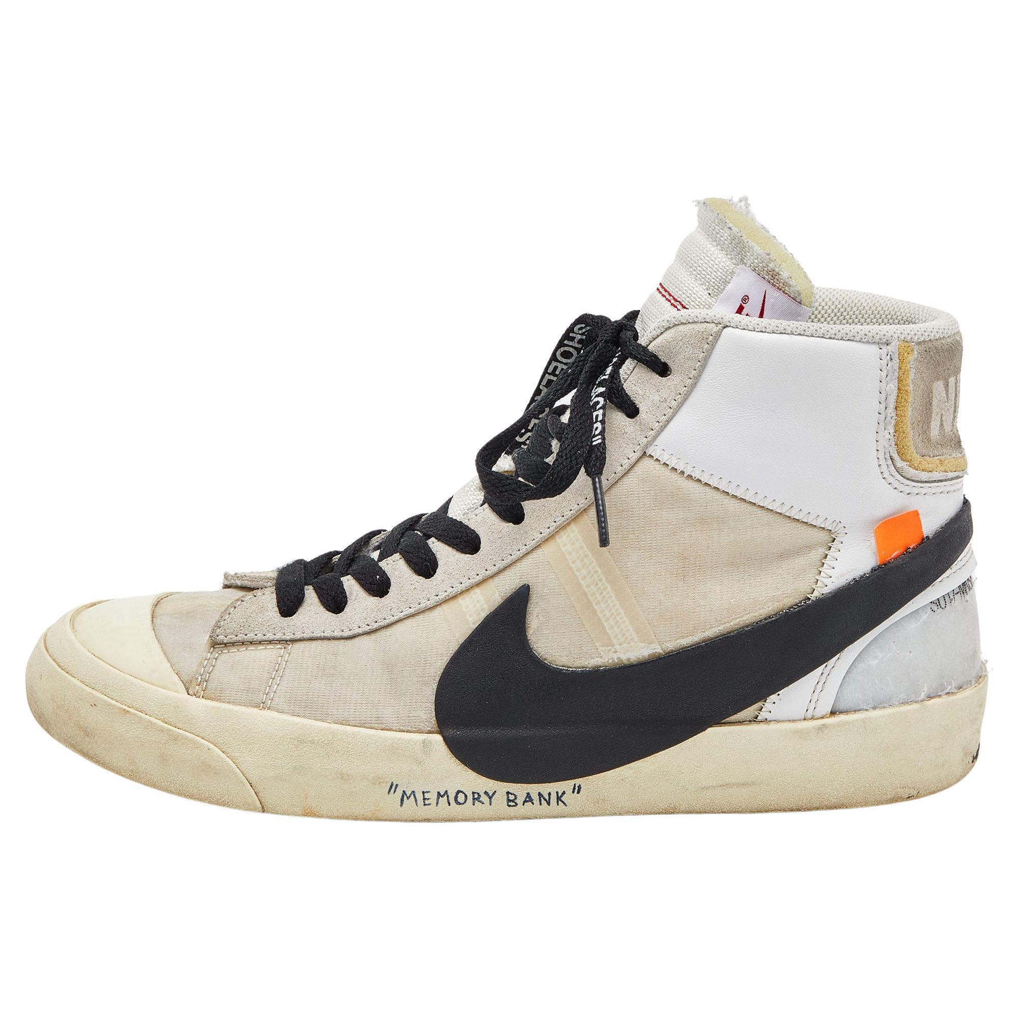 Off-White x Nike Suede, Mesh and Leather Mid Blazer Lace Up Sneakers Size 41