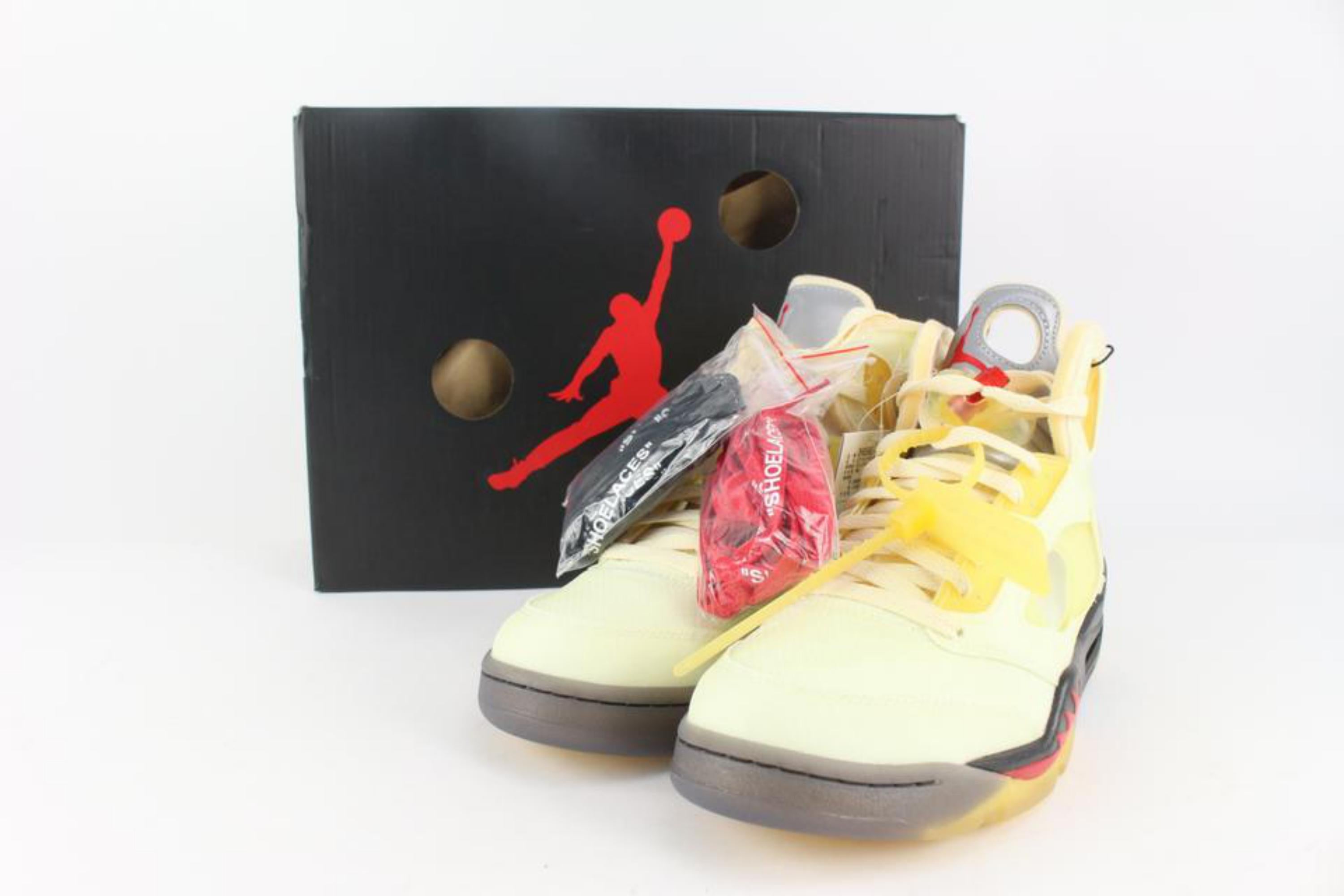 Off-White x Nike Virgil Abloh Off-White Mens 9 US Sail Muslin Red Air Jordan DH8 For Sale 5