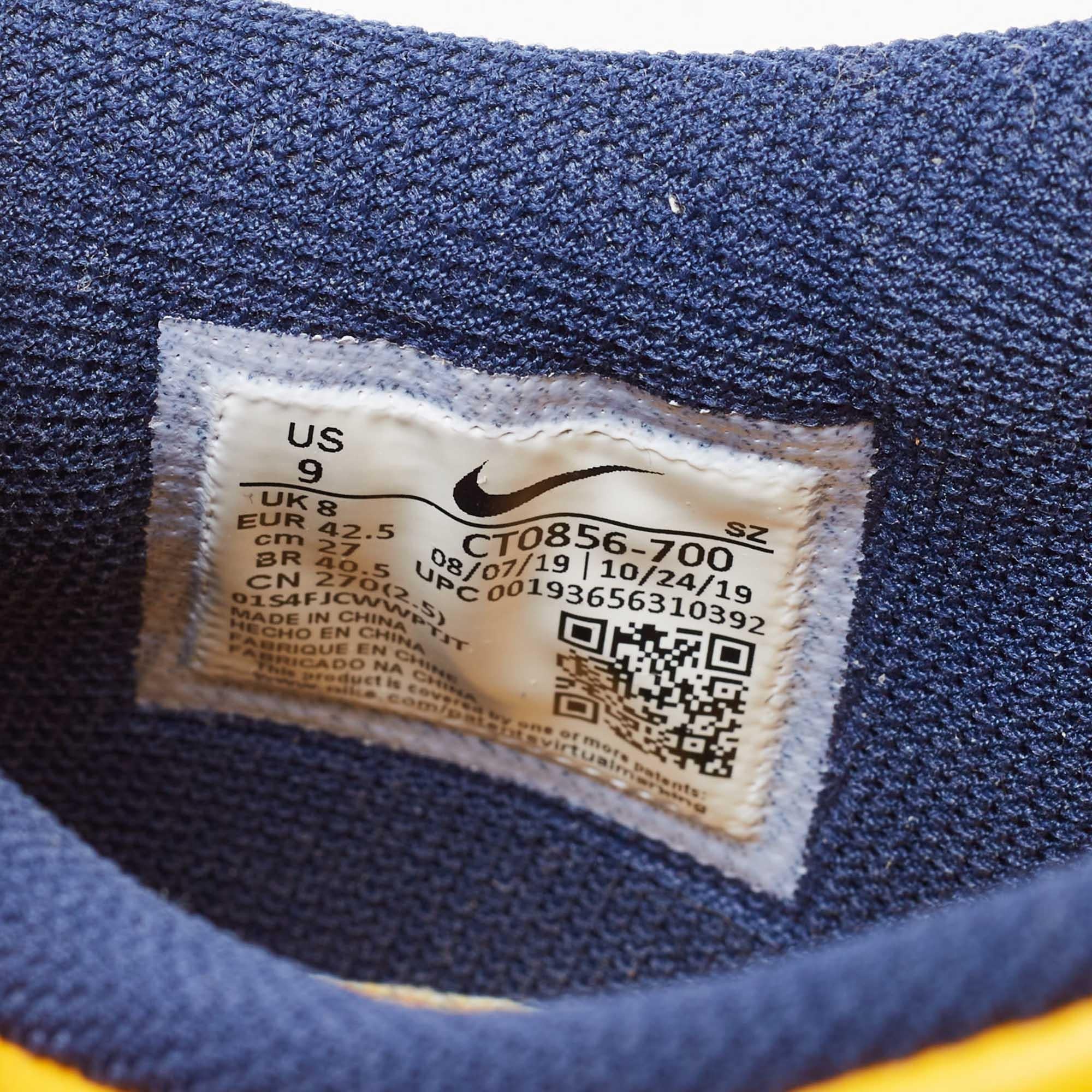 Off-White x Nike Yellow/Navy Blue Leather Michigan Sneakers Size 42.5 2
