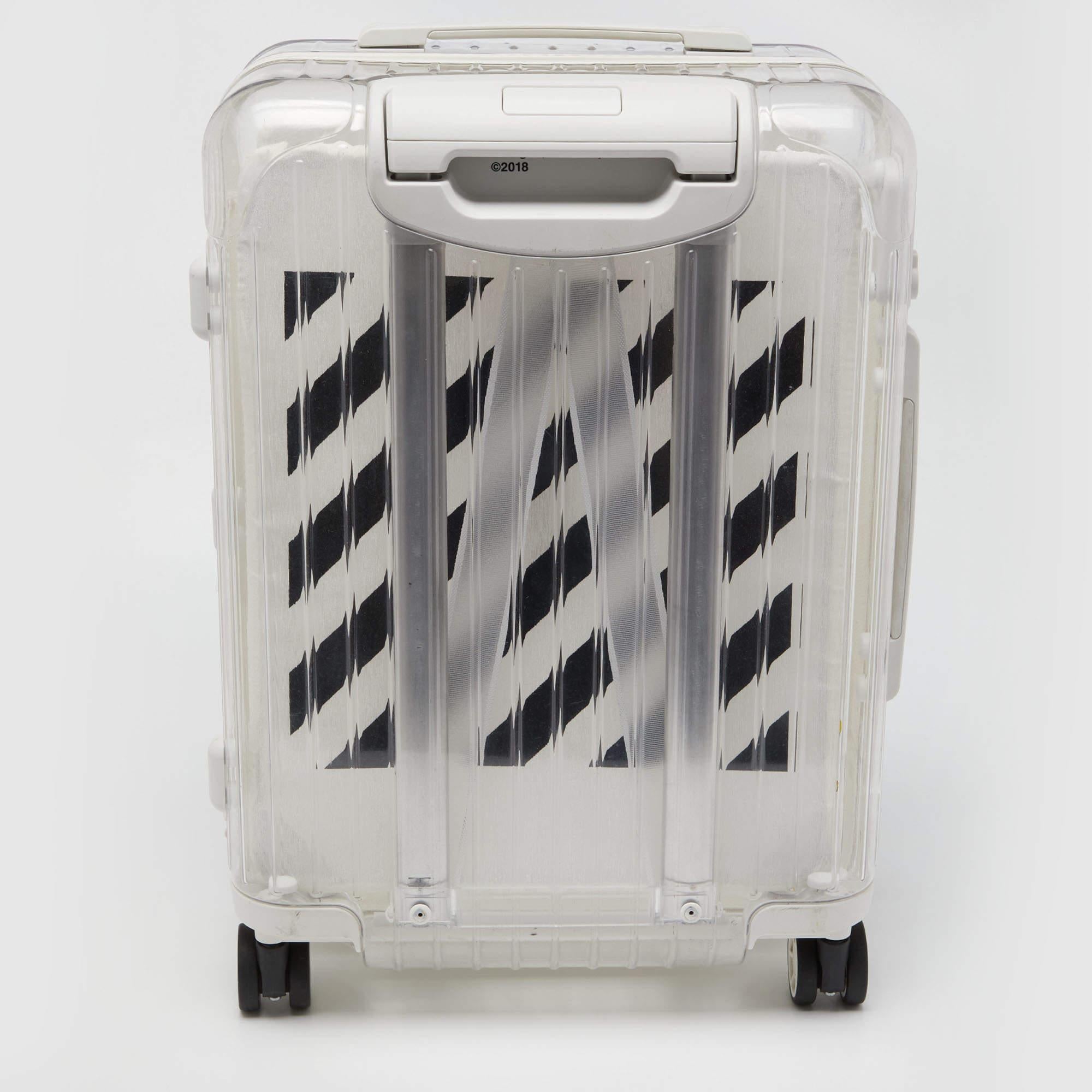 Your best travel partner that will take care of all your belongings, this Off-White x Rimowa suitcase is a must-have. Trust this creation for your travel needs, durability, and style.

Includes: Original Dustbag, Original Pouch, Luggage Belt Strap,