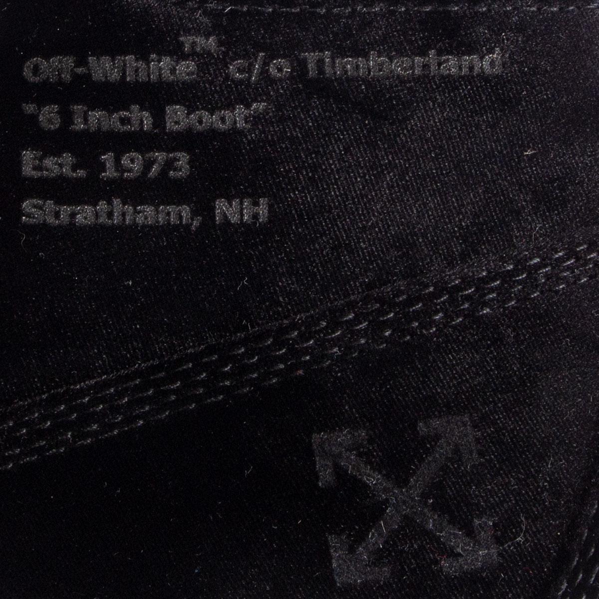Black OFF-WHITE X TIMBERLAND black velvet Ankle Boots Shoes 37 For Sale