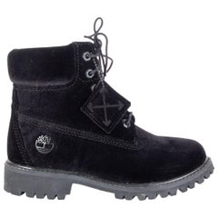 OFF-WHITE X TIMBERLAND Schwarze Samt-Stiefeletten mit Stiefeletten aus Samt 37